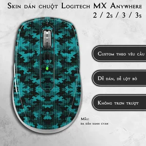 Skin dán chuột Logitech MX Anywhere mẫu da dắn xanh cyan