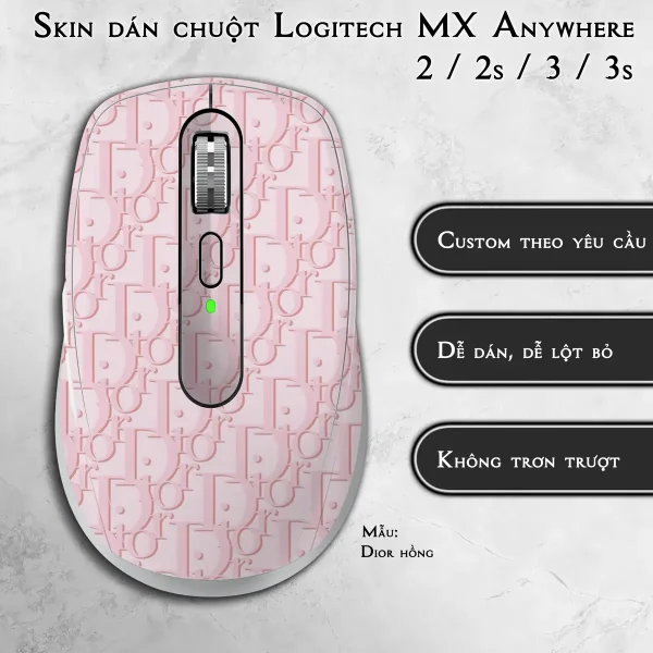 Skin dán chuột Logitech MX Anywhere mẫu Dior hồng