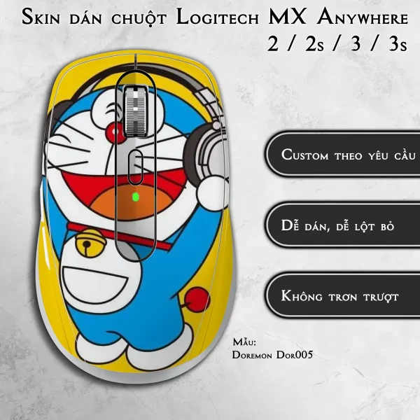 Skin dán chuột Logitech MX Anywhere mẫu Doremon Dor005