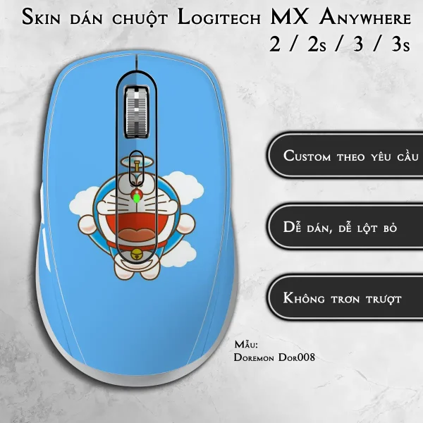 Skin dán chuột Logitech MX Anywhere mẫu Doremon Dor008