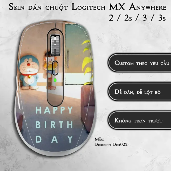 Skin dán chuột Logitech MX Anywhere mẫu Doremon Dor022