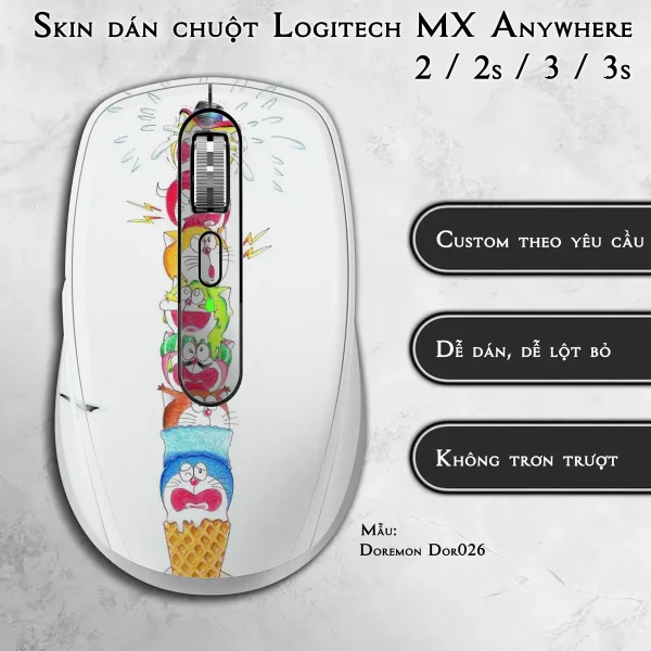 Skin dán chuột Logitech MX Anywhere mẫu Doremon Dor026