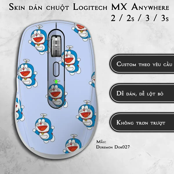 Skin dán chuột Logitech MX Anywhere mẫu Doremon Dor027