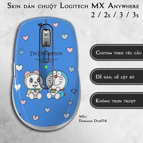 Skin dán chuột Logitech MX Anywhere mẫu Doremon Dor034