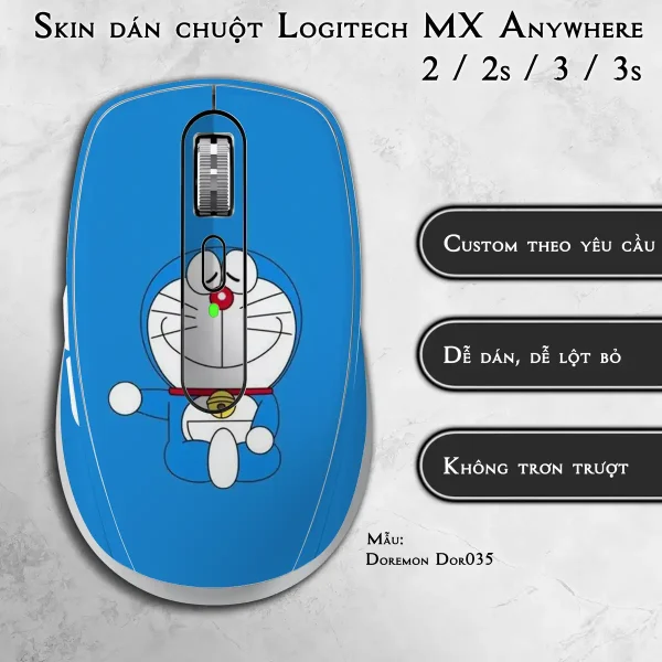 Skin dán chuột Logitech MX Anywhere mẫu Doremon Dor035