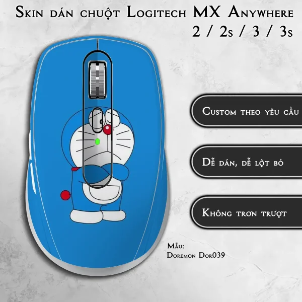 Skin dán chuột Logitech MX Anywhere mẫu Doremon Dor039