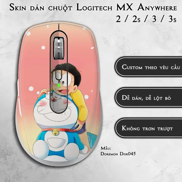 Skin dán chuột Logitech MX Anywhere mẫu Doremon Dor045