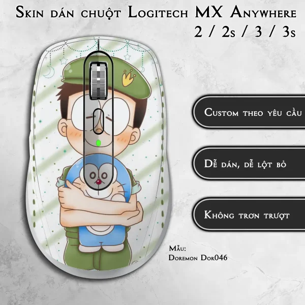 Skin dán chuột Logitech MX Anywhere mẫu Doremon Dor046