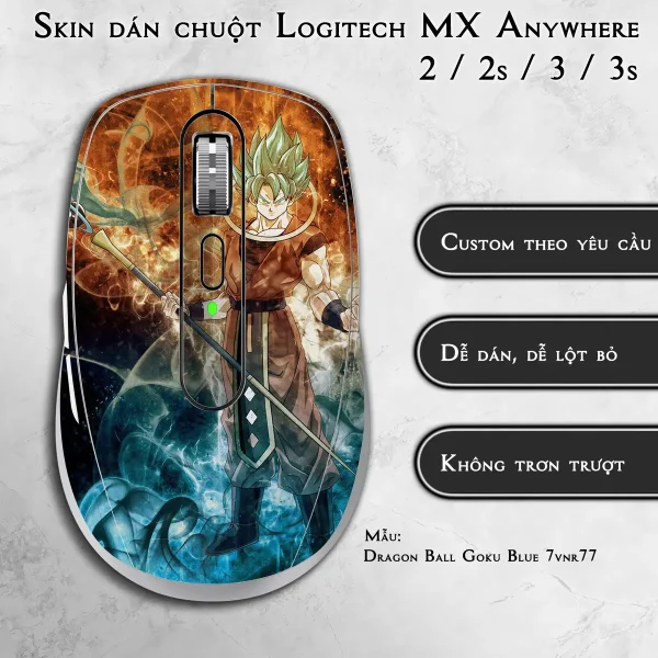 Skin dán chuột Logitech MX Anywhere mẫu Dragon Ball Goku Blue 7vnr77