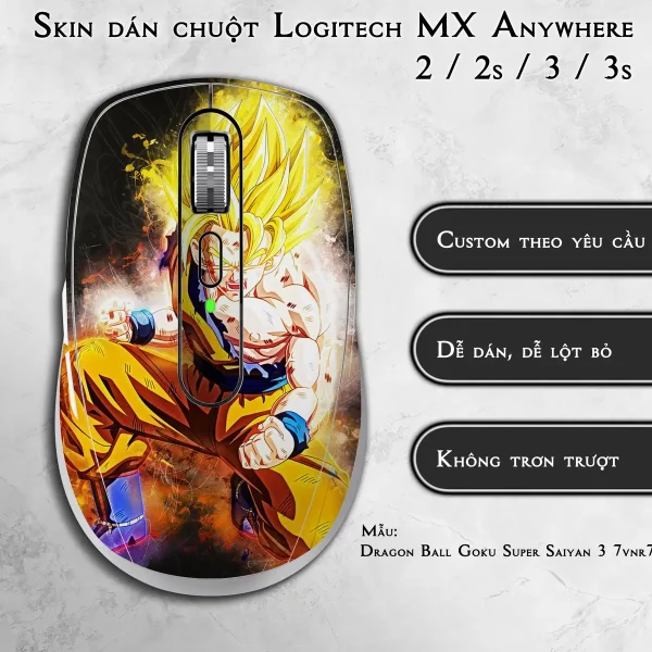 Skin dán chuột Logitech MX Anywhere mẫu Dragon Ball Goku Super Saiyan 3 7vnr79