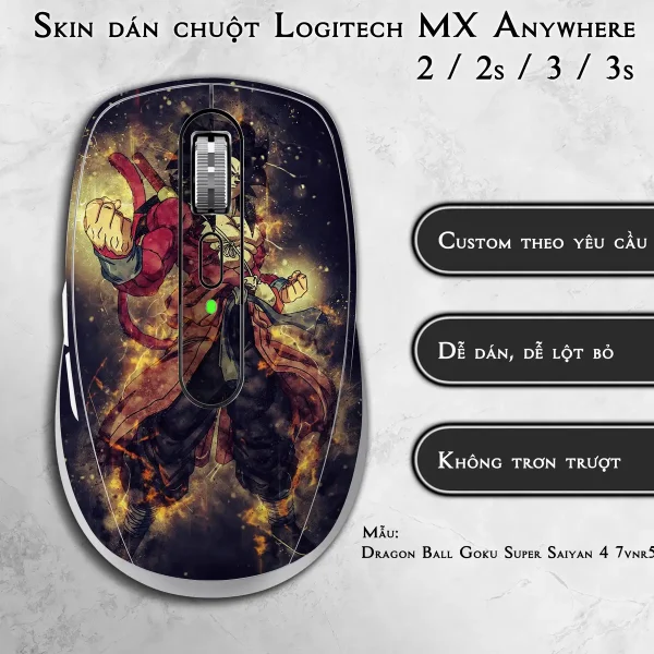 Skin dán chuột Logitech MX Anywhere mẫu Dragon Ball Goku Super Saiyan 4 7vnr55