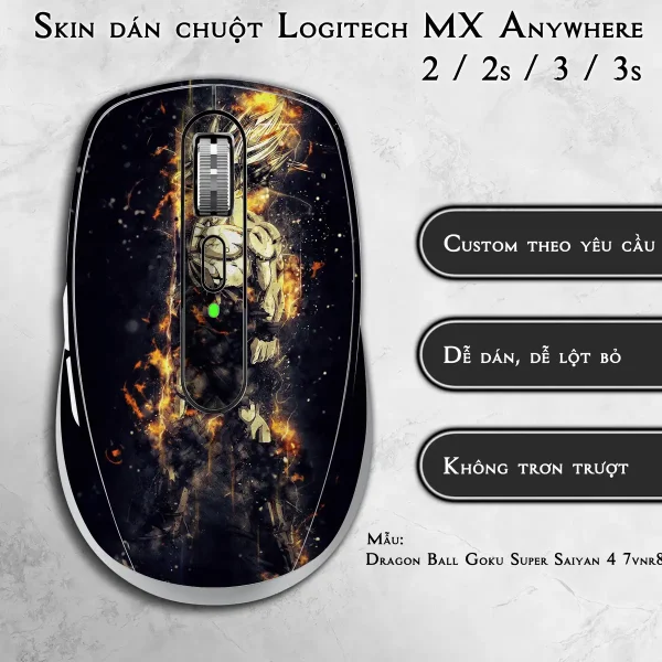 Skin dán chuột Logitech MX Anywhere mẫu Dragon Ball Goku Super Saiyan 4 7vnr80