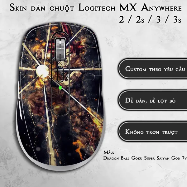 Skin dán chuột Logitech MX Anywhere mẫu Dragon Ball Goku Super Saiyan God 7vnr83