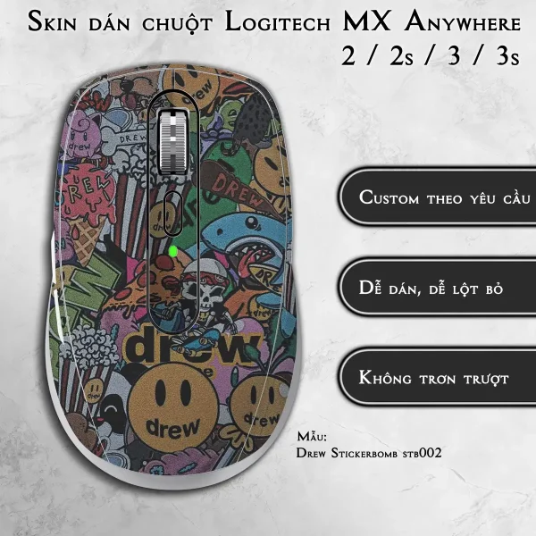Skin dán chuột Logitech MX Anywhere mẫu Drew Stickerbomb stb002