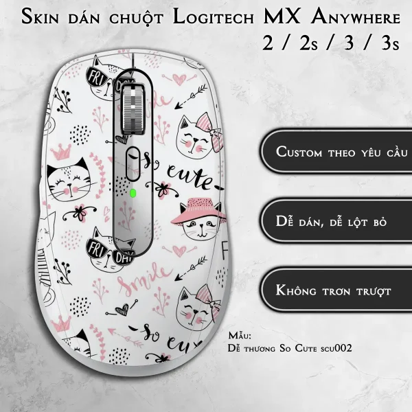 Skin dán chuột Logitech MX Anywhere mẫu Dễ thương So Cute scu002
