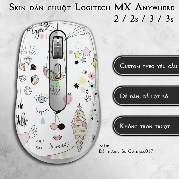 Skin dán chuột Logitech MX Anywhere mẫu Dễ thương So Cute scu017