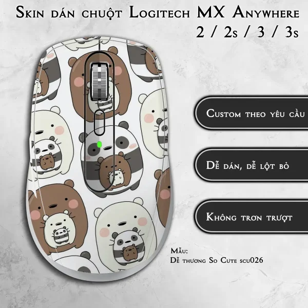 Skin dán chuột Logitech MX Anywhere mẫu Dễ thương So Cute scu026