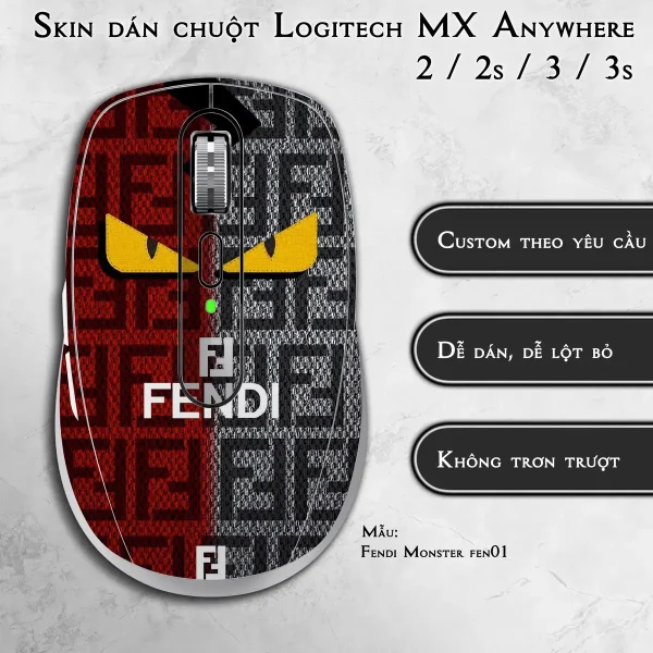 Skin dán chuột Logitech MX Anywhere mẫu Fendi Monster fen01