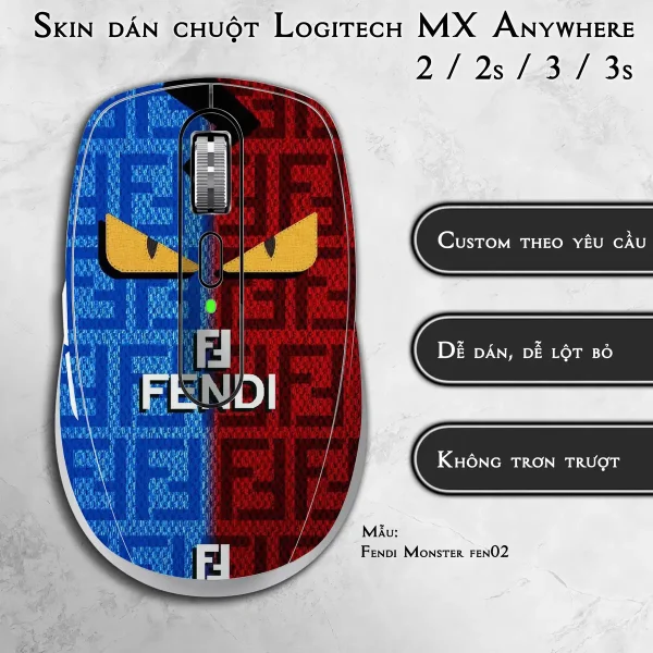 Skin dán chuột Logitech MX Anywhere mẫu Fendi Monster fen02