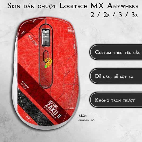 Skin dán chuột Logitech MX Anywhere mẫu gundam đỏ