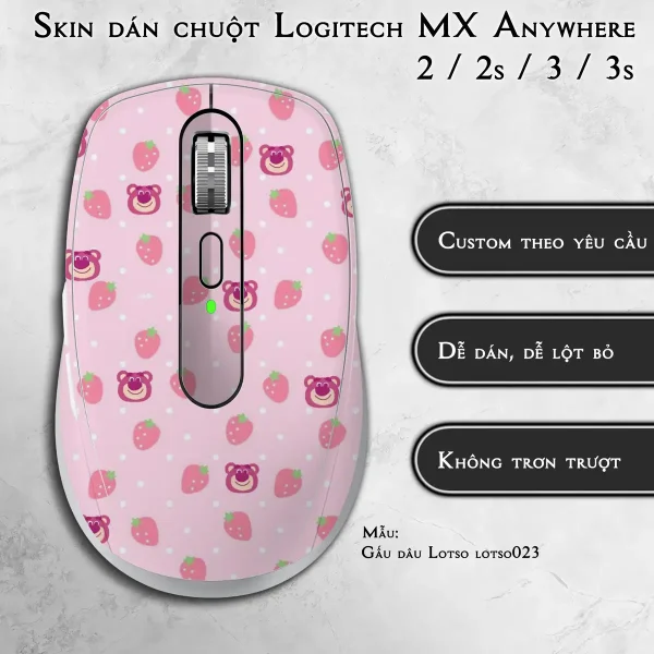 Skin dán chuột Logitech MX Anywhere mẫu Gấu dâu Lotso lotso023