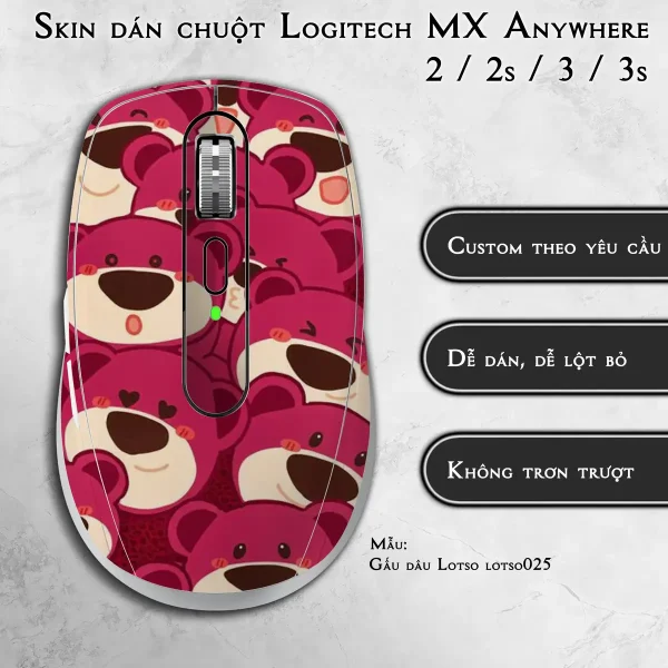 Skin dán chuột Logitech MX Anywhere mẫu Gấu dâu Lotso lotso025