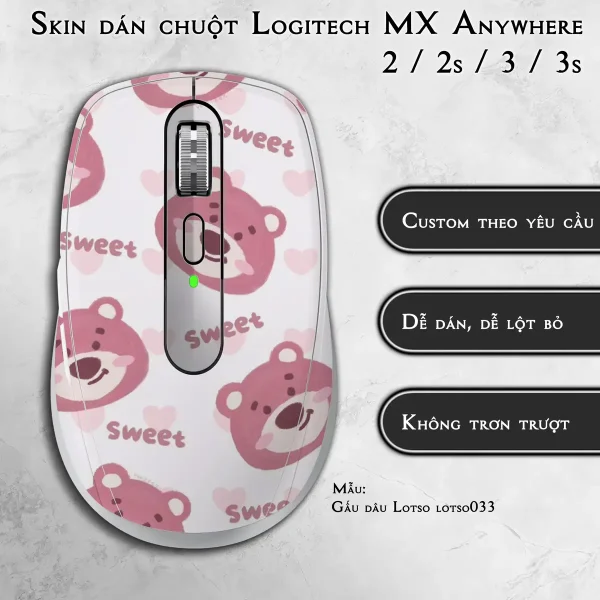 Skin dán chuột Logitech MX Anywhere mẫu Gấu dâu Lotso lotso033