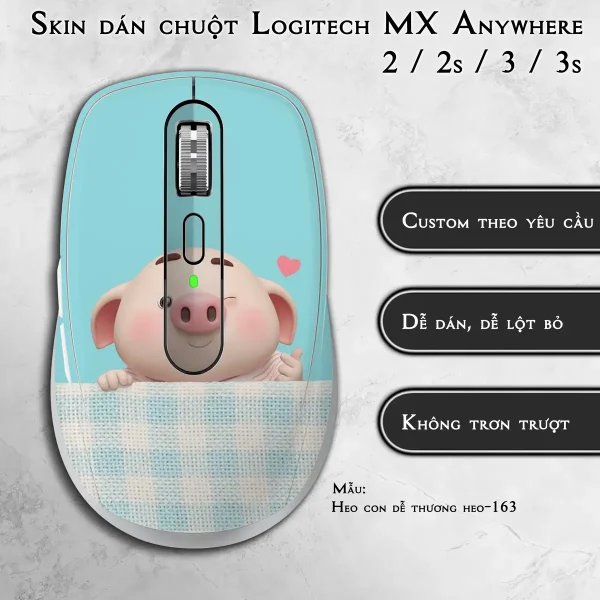 Skin dán chuột Logitech MX Anywhere mẫu Heo con dễ thương heo-163