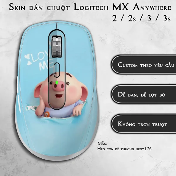 Skin dán chuột Logitech MX Anywhere mẫu Heo con dễ thương heo-176