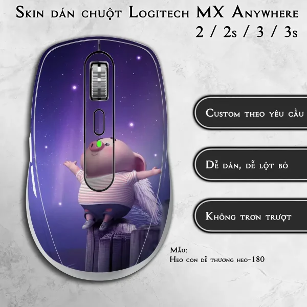 Skin dán chuột Logitech MX Anywhere mẫu Heo con dễ thương heo-180