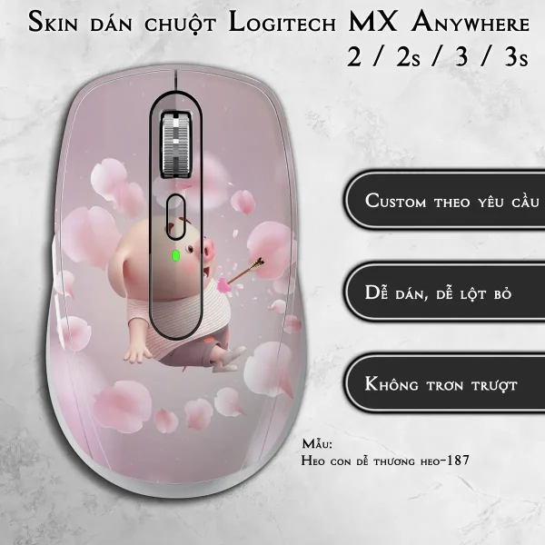 Skin dán chuột Logitech MX Anywhere mẫu Heo con dễ thương heo-187