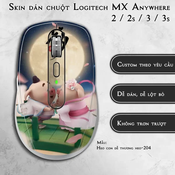 Skin dán chuột Logitech MX Anywhere mẫu Heo con dễ thương heo-204