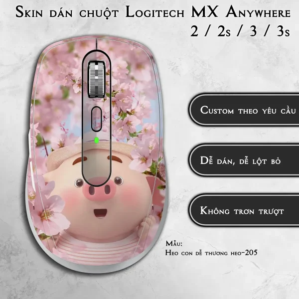 Skin dán chuột Logitech MX Anywhere mẫu Heo con dễ thương heo-205