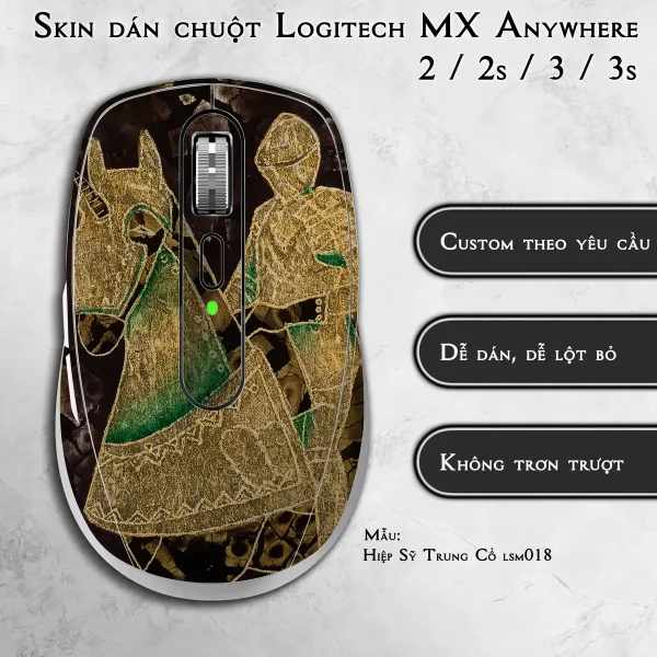 Skin dán chuột Logitech MX Anywhere mẫu Hiệp Sỹ Trung Cổ lsm018