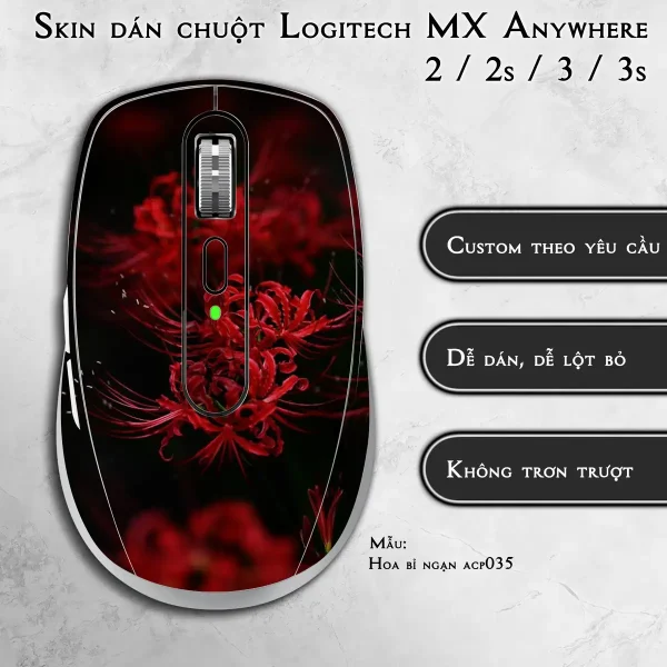 Skin dán chuột Logitech MX Anywhere mẫu Hoa bỉ ngạn acp035