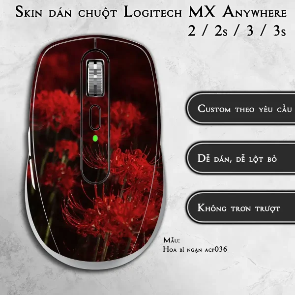 Skin dán chuột Logitech MX Anywhere mẫu Hoa bỉ ngạn acp036
