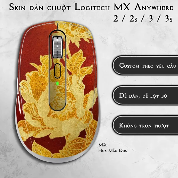 Skin dán chuột Logitech MX Anywhere mẫu Hoa Mẫu Đơn