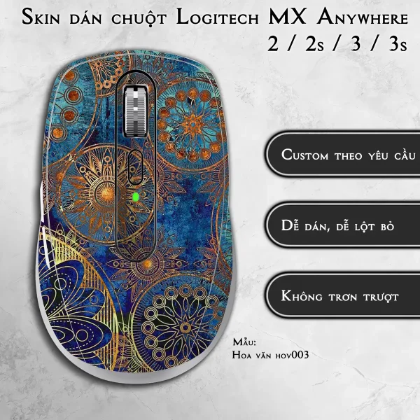 Skin dán chuột Logitech MX Anywhere mẫu Hoa văn hov003