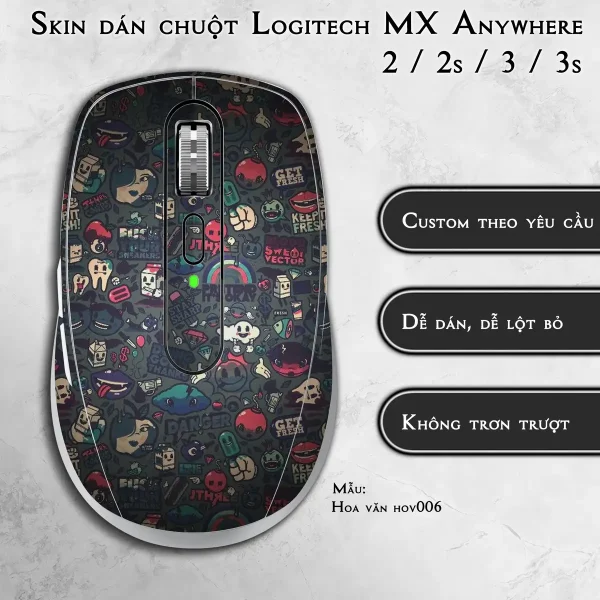 Skin dán chuột Logitech MX Anywhere mẫu Hoa văn hov006