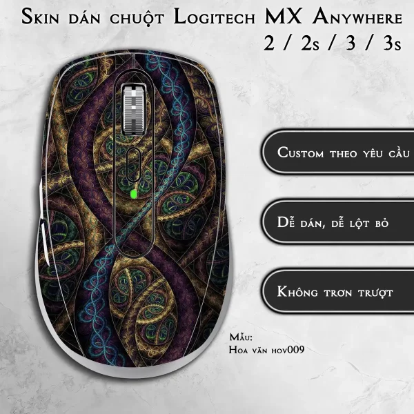 Skin dán chuột Logitech MX Anywhere mẫu Hoa văn hov009