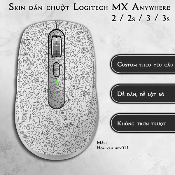 Skin dán chuột Logitech MX Anywhere mẫu Hoa văn hov011