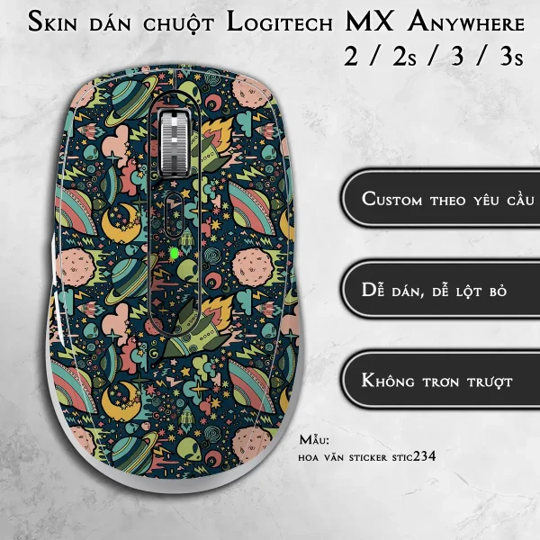 Skin dán chuột Logitech MX Anywhere mẫu hoa văn sticker stic234