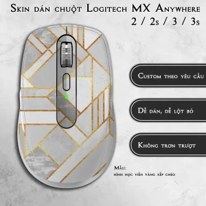 Skin dán chuột Logitech MX Anywhere mẫu hình học viền vàng xếp chéo