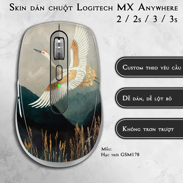 Skin dán chuột Logitech MX Anywhere mẫu Hạc trời GSM178