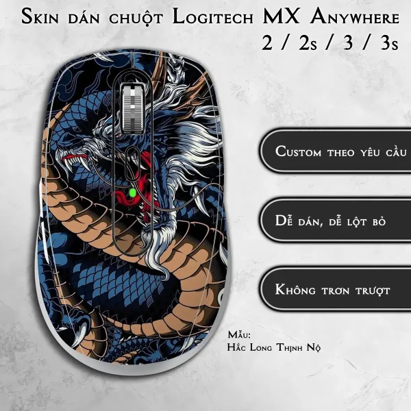 Skin dán chuột Logitech MX Anywhere mẫu Hắc Long Thịnh Nộ