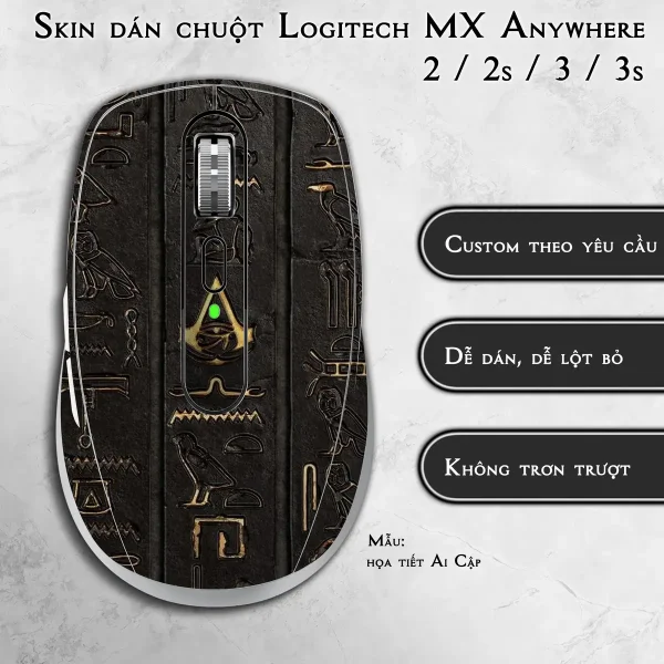 Skin dán chuột Logitech MX Anywhere mẫu họa tiết Ai Cập