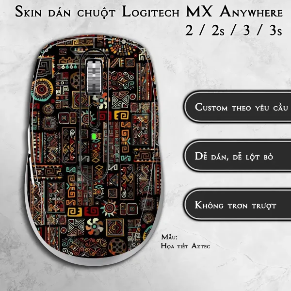 Skin dán chuột Logitech MX Anywhere mẫu Họa tiết Aztec