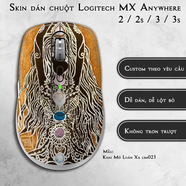 Skin dán chuột Logitech MX Anywhere mẫu Khai Mở Luân Xa lsm023