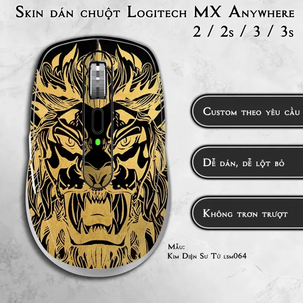 Skin dán chuột Logitech MX Anywhere mẫu Kim Diện Sư Tử lsm064