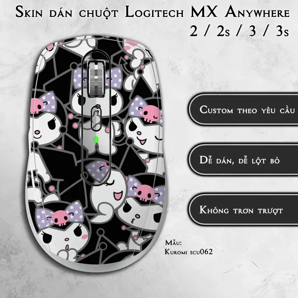 Skin dán chuột Logitech MX Anywhere mẫu Kuromi scu062
